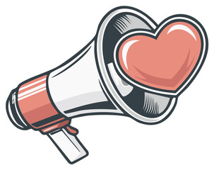 Heart Shape Inside a Loudspeaker Vector Illustration of Love and Romance