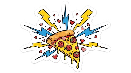 Pizza with electric hearts