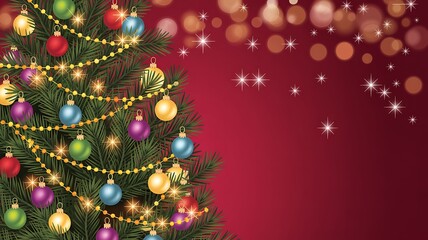 Brightly decorated christmas tree