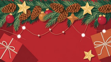 Festive holiday garland with lights and decorations