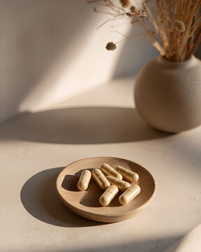 Spermidine supplement. daily capsules supporting healthy aging at home