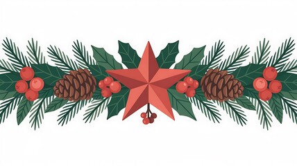 Holiday garland with star and berries