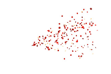 Scatter of tiny red and orange dots drifting diagonally across a bright white background, a playful spray of confetti-like specks that feels like a light, joyful burst of celebration

