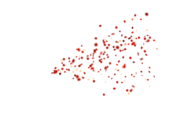 Scatter of tiny red and orange dots drifting diagonally across a bright white background, a playful spray of confetti-like specks that feels like a light, joyful burst of celebration

