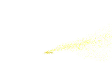 Fine jet of golden particles streaming from the left into open white space, a delicate spray of light that looks like a tiny comet tail scattering warm glitter in its wake

