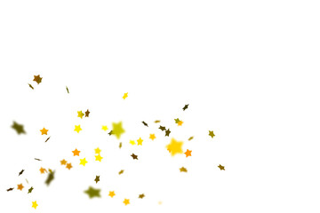 Cluster of vibrant yellow and gold stars dancing across a white field, bold shapes popping like...