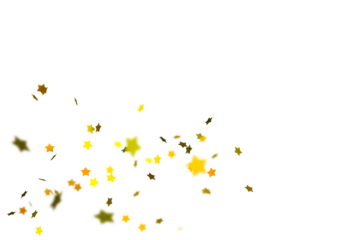 Cluster of vibrant yellow and gold stars dancing across a white field, bold shapes popping like tiny bursts of sunshine in a lively, optimistic shower of sparkling confetti

