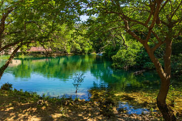 Obraz premium Beautiful landscape in the Krka National Park in Croatia. Natural Waterfalls. Natural wonders