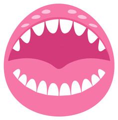 Naklejka premium Cartoon Open Mouth with Teeth, Pink Color, Funny Monster Expression, Vector Illustration