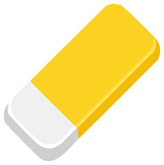 Rectangular Eraser Vector Illustration, Yellow Body and White End Section, Isometric View, Clean Design