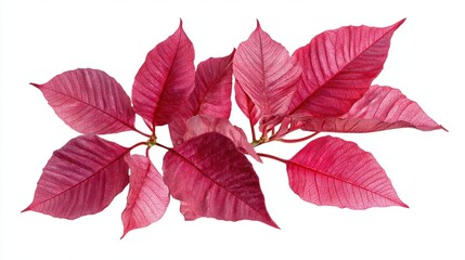 Fototapeta premium Botanical poinsettia leaf detail isolated for packaging, prints, and educational use.