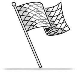 Fototapeta premium Cartoon Checkered Flag Waving in the Wind for Racing Competition