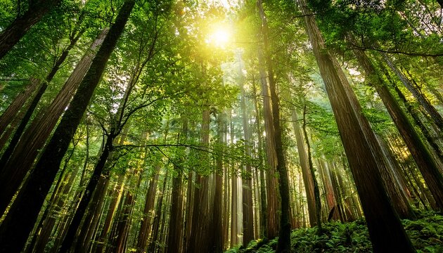 lush green canopy vibrant flora sunlight dappling forest floor biodiversity canopy - Powered by Adobe