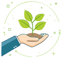Holding Sprout in Hand Concept of Growth Progress and Sustainability