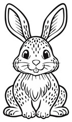 Fototapeta premium Cute Cartoon Rabbit Outline Illustration for Kids Coloring Book and Craft Activities