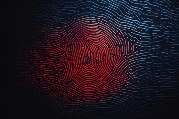 Digital fingerprint graphic with glowing red details representing data scanning and biometric security
