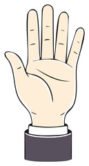Obraz premium Open Hand Illustration with Four Fingers Raised and Business Attire