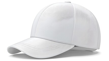 Clean white background 3D baseball hat mockup captured with professional camera 100mm lens high clarity focus simple layout