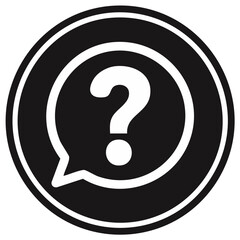 Question mark icon in round speech bubble Ask for advice and support