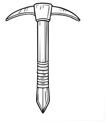 Cartoon ice axe or pickaxe tool for climbing and mountaineering vector illustration