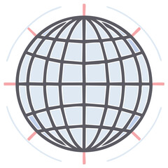Stylized Globe Illustration with Lines of Latitude and Longitude for Cartography and Geographic Applications