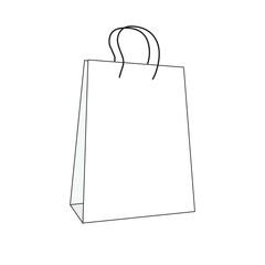 White Paper Shopping Bag With Handles: Simple Retail Gift Bag Illustration