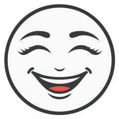 Smiling face illustration with eyes closed, open mouth, red tongue, happiness emotion