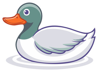 Obraz premium Stylized cartoon mallard duck swimming serenely on rippling water