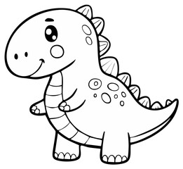 Naklejka premium Cute cartoon dinosaur with a friendly expression. Vector illustration.