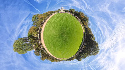 Creative spherical panorama of the Capitol grounds. 360-degree view of the Capitol and lawn by Tiny...