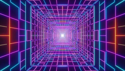 abstract tunnel of glowing squares