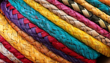 close up woven pattern of colorful straps