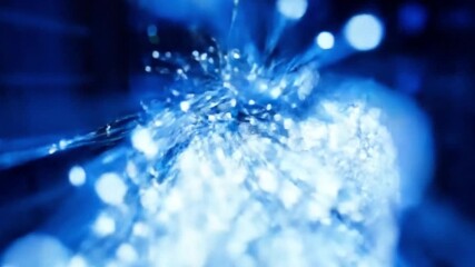 Glowing Blue Fiber Optic Cables: High-Speed Internet Connectivity, Data Flow & Modern Communication Technology Background