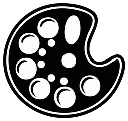 Fototapeta premium Black and white artist paint palette vector icon for creative art and painting