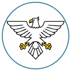 Eagle Crest Logo Depiction White Bird Yellow Accents Circular Design