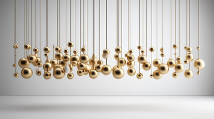Luxury Abstract 3D Composition with Gold Frame and Marble Spheres on White Background