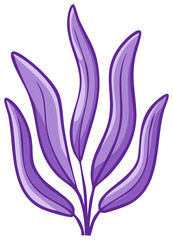 Illustration of Purple Aquatic Plant with Elongated Leaves and Dark Stems