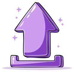 Purple upward arrow icon with sparkles signifying success and progress