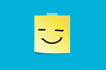 Happy faces drawn on sticky notes.
