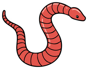 Fototapeta premium Cartoon Earthworm Crawling Illustration Red Round Worm Segmented Annelid Soil Wildlife