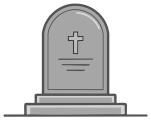 Obraz premium Gravestone with cross, memorial monument, flat illustration, vector design element