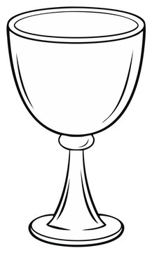 Classic chalice vector icon, black and white outline for design or coloring page