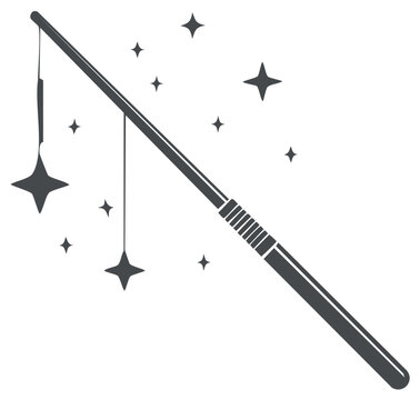 Magical wand with floating stars illustration, design element