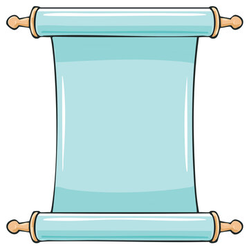 Blank ancient scroll with wooden handles vector cartoon illustration