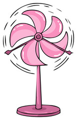 Cute Pink Pedestal Fan with Spinning Blades Cartoon Vector Illustration