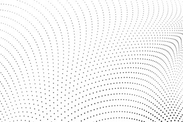 Minimal abstract halftone dotted curve pattern forming smooth flowing wave background with clean modern texture for creative layouts, digital media and branding visuals Vector Illustration