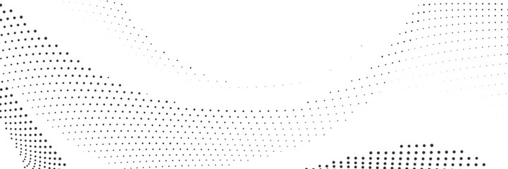 Minimal abstract halftone dotted wave pattern with soft curved motion creating clean background texture for contemporary digital design, creative branding and visual projects Vector Illustration