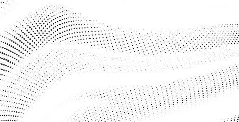 Abstract black halftone wave background with smooth dotted curves Vector Illustration