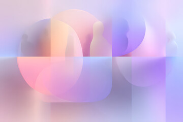 flat design with pastel tones depicts gender equality, using equal signs and human icons in harmony, in a spacious composition