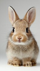 Fototapeta premium cute baby bunny close-up face, innocent eyes, clean background